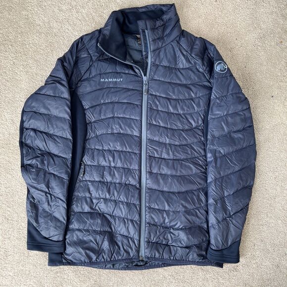 Mammut Down Jacket Womens Large Pertex Microlight Hybrid Midnight Blue Packable - Picture 1 of 7